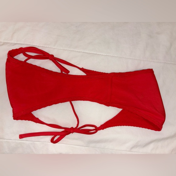 Aerie Crinkle Cheekiest Tie Bikini Bottom in Resort Red – Size Medium - Picture 6 of 9